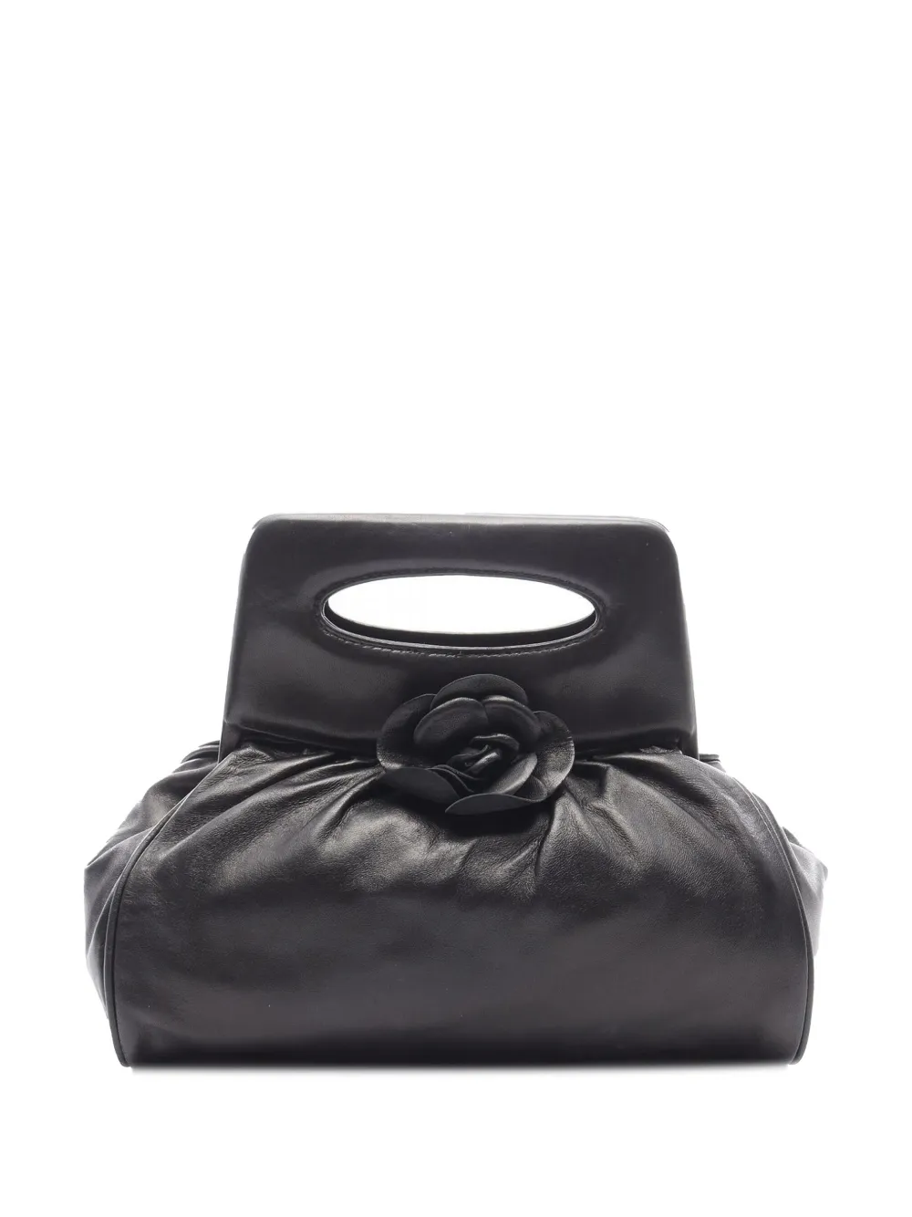 CHANEL Pre-Owned 2003-2004 Lambskin Camellia Top Handle Frame Bag CHANEL Pre-Owned 2003-2004 Lambskin Camellia Top Handle Frame Bag