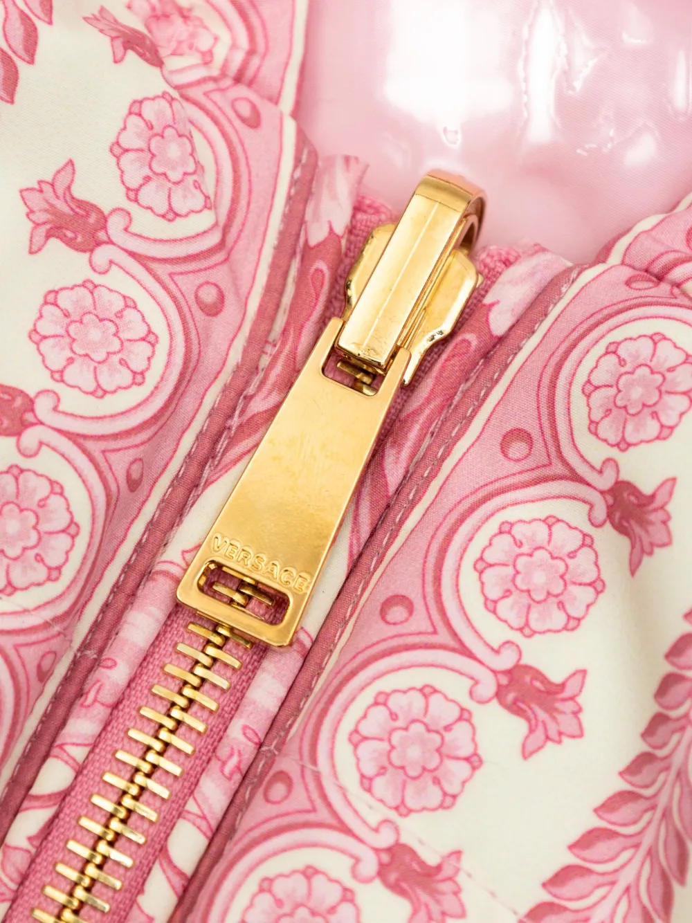 Versace Barocco-print Hooded Jacket In Pink
