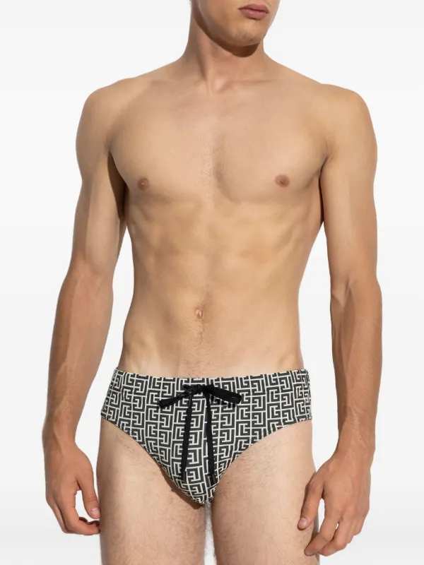 Balmain geometric-pattern Swim Briefs | Black | FARFETCH CA