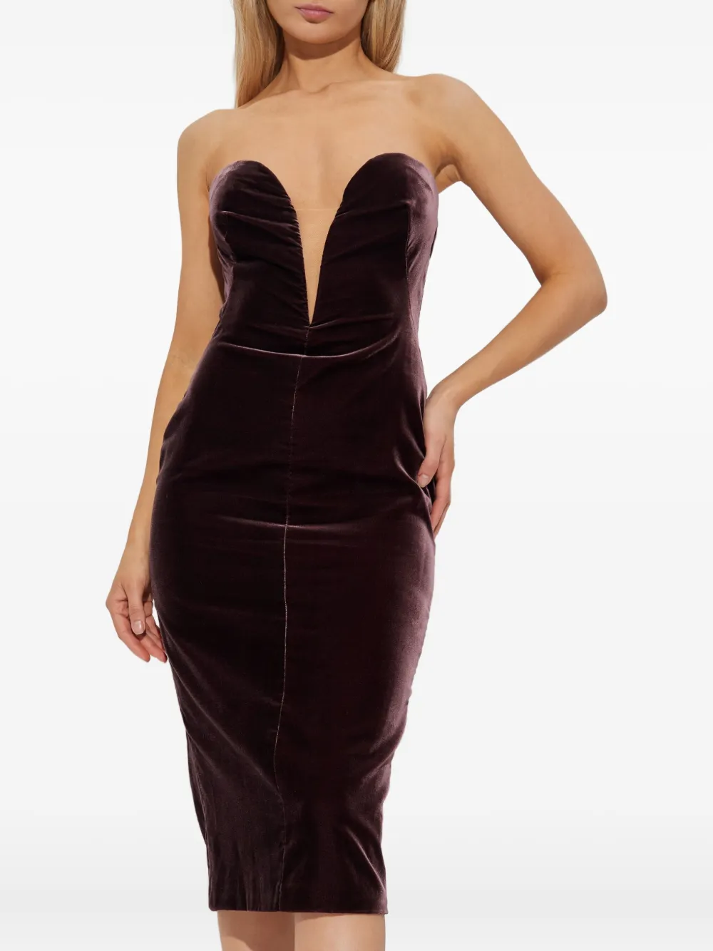 TOM FORD Midi-jurk met sweetheart hals Paars