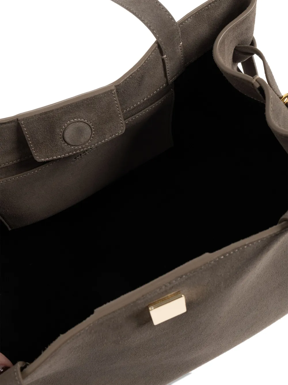 Yuzefi Gyoza suède shopper met strikdetail Bruin