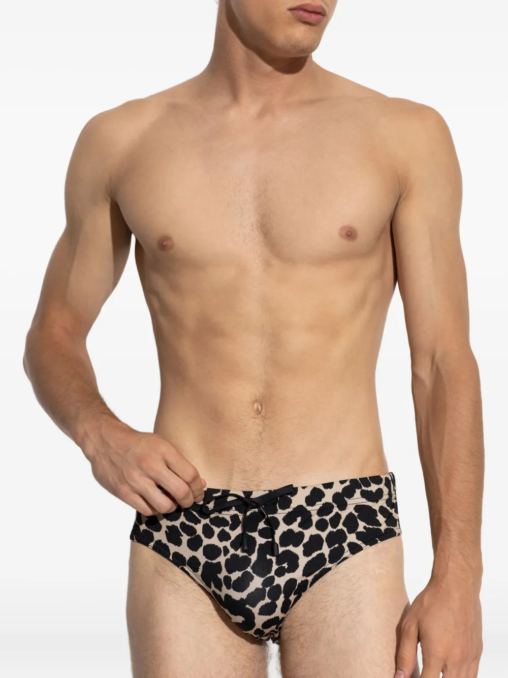 Balmain Zwembroek met luipaardprint en trekkoord Beige