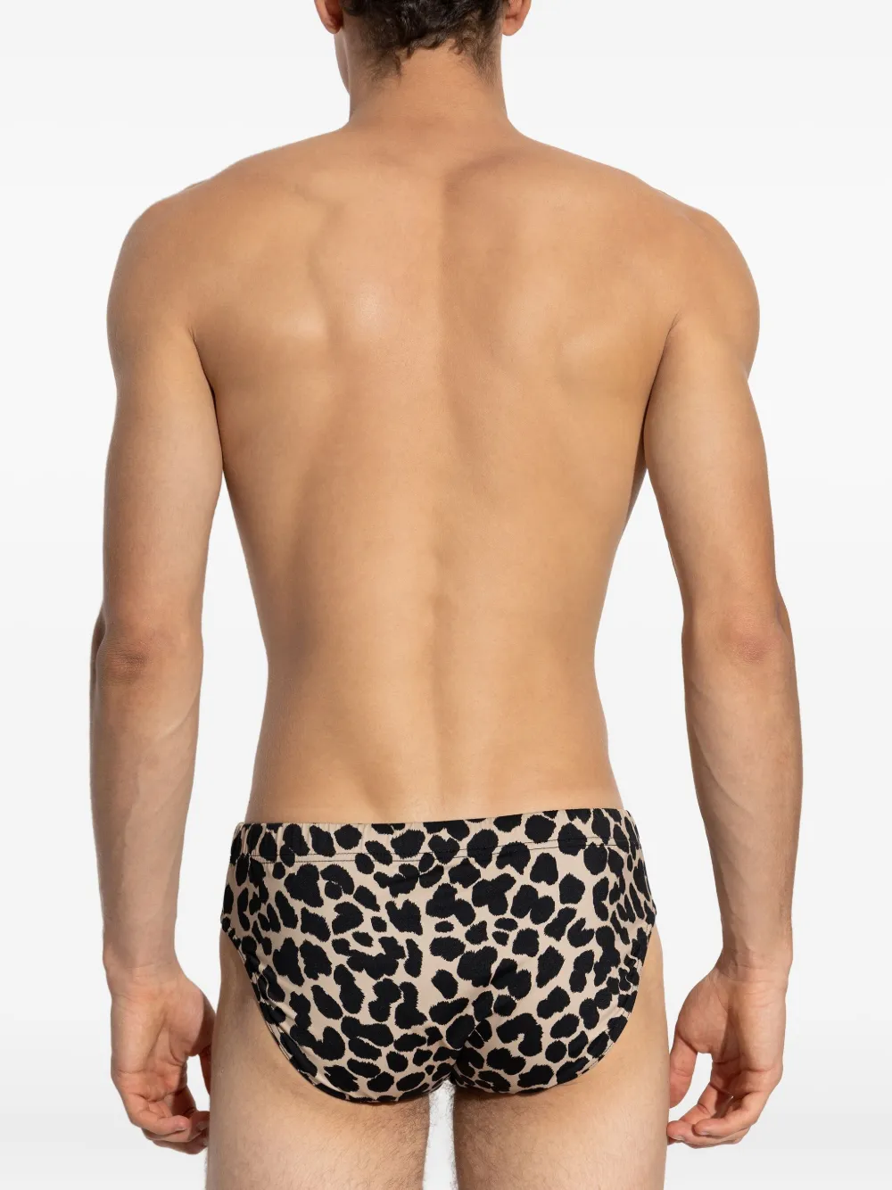 Balmain Zwembroek met luipaardprint en trekkoord Beige