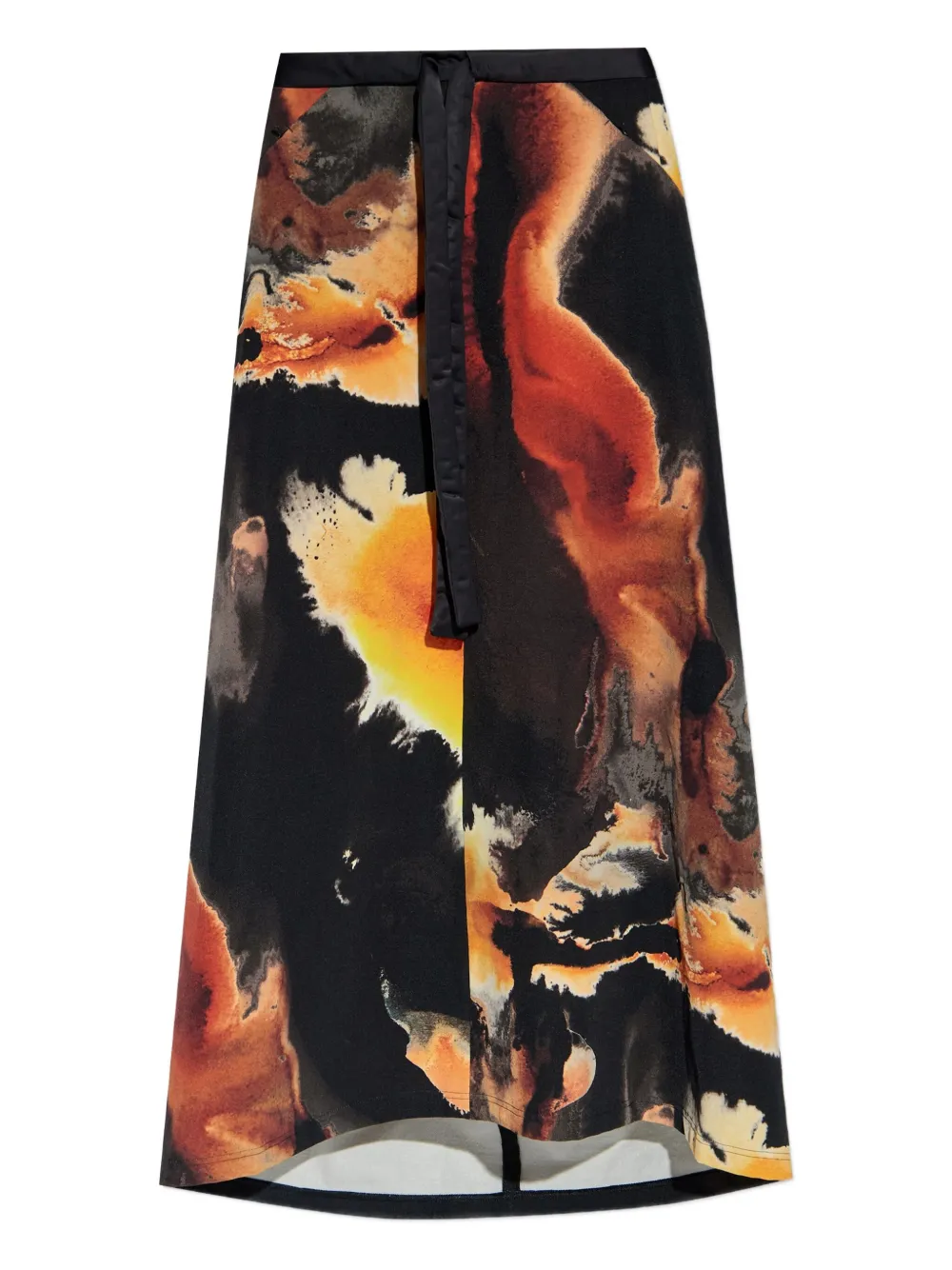 Y-3 Abstract-print Long Skirt In Black