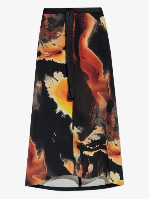 Y-3 abstract-print long skirt