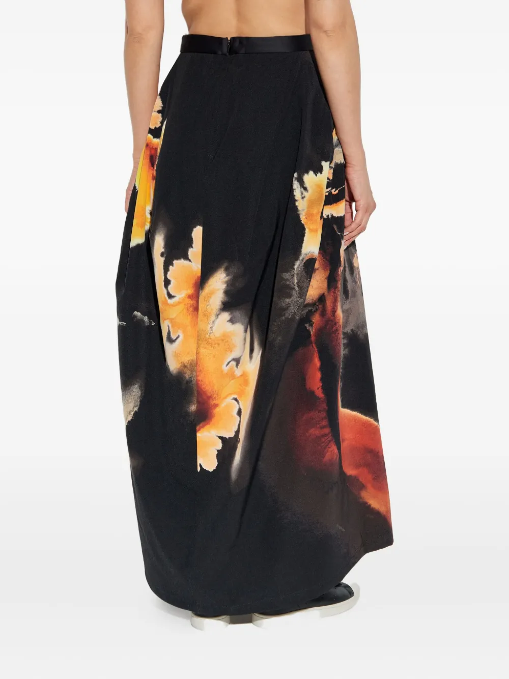 Y-3 Abstract-print Long Skirt In Black