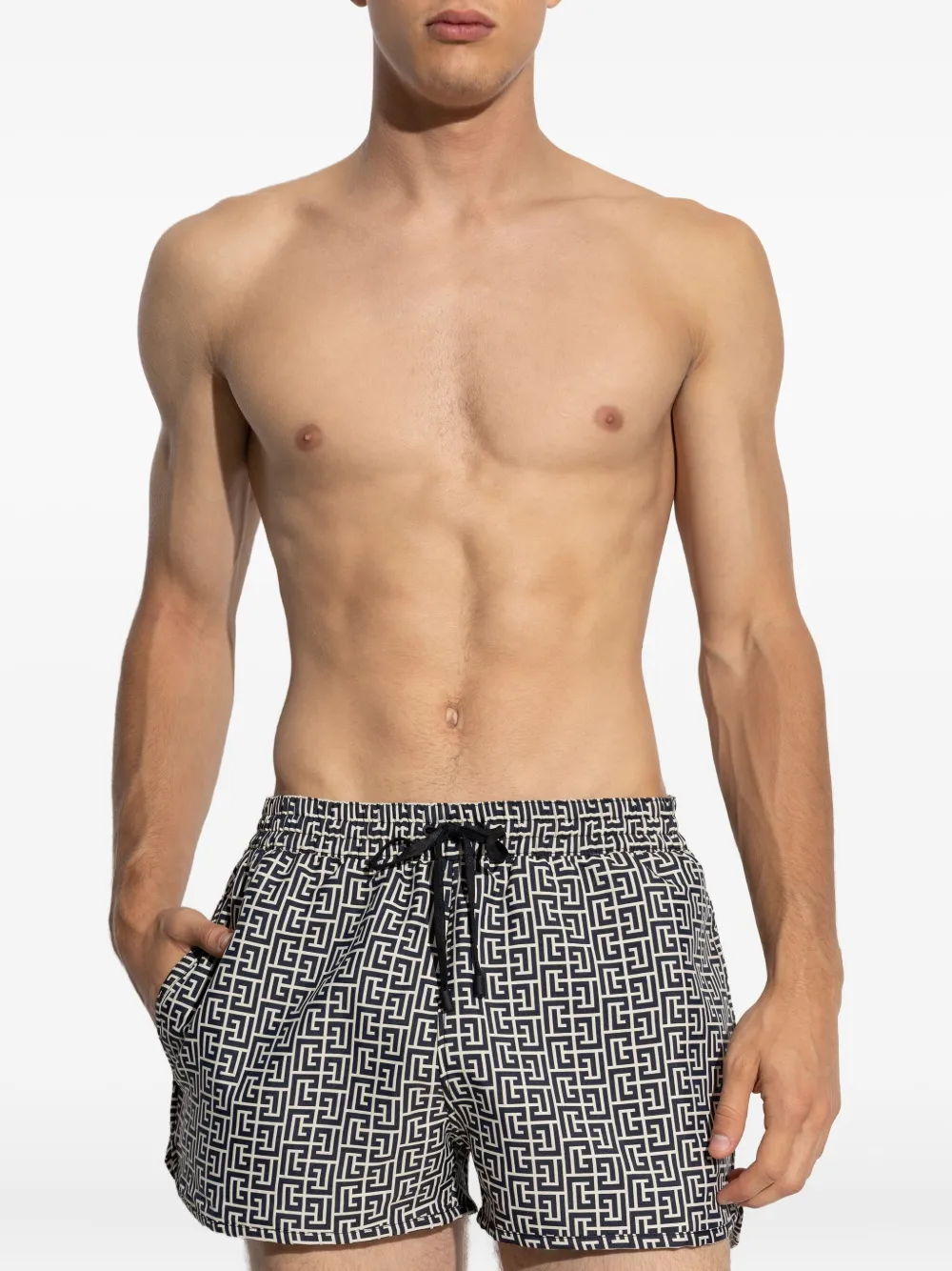 Balmain Zwembroek met geometrische print Zwart