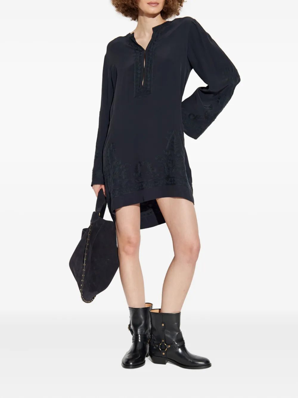 MARANT ÉTOILE Mini-jurk met geborduurd paisley - Zwart
