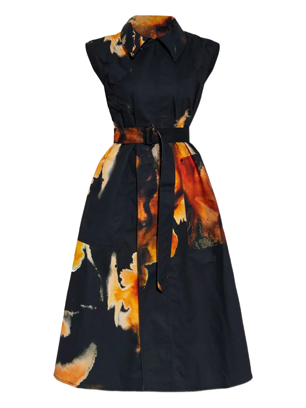 Y-3 Print Belted Dress In Blue