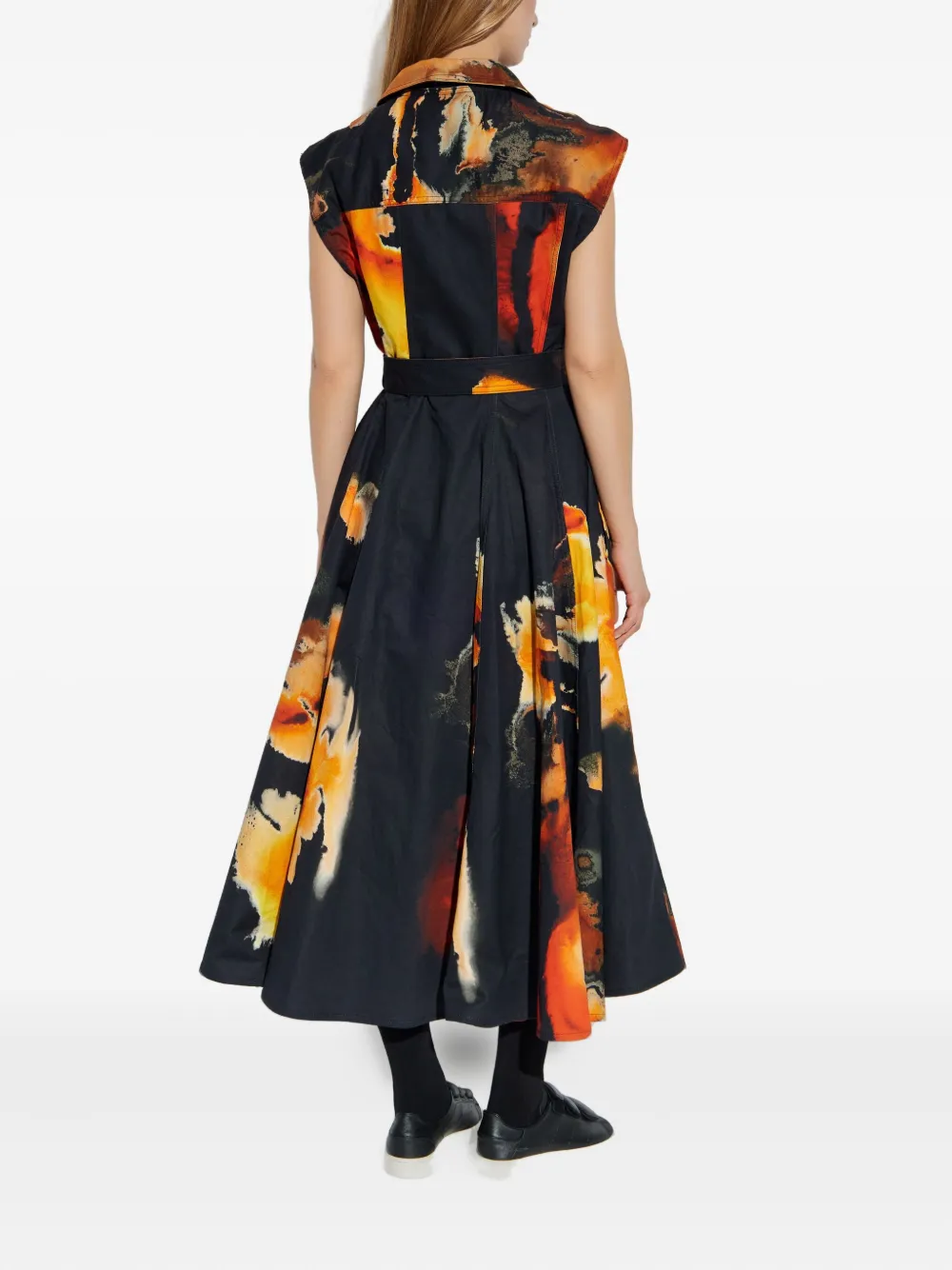 Y-3 Jurk met ceintuur en print Zwart