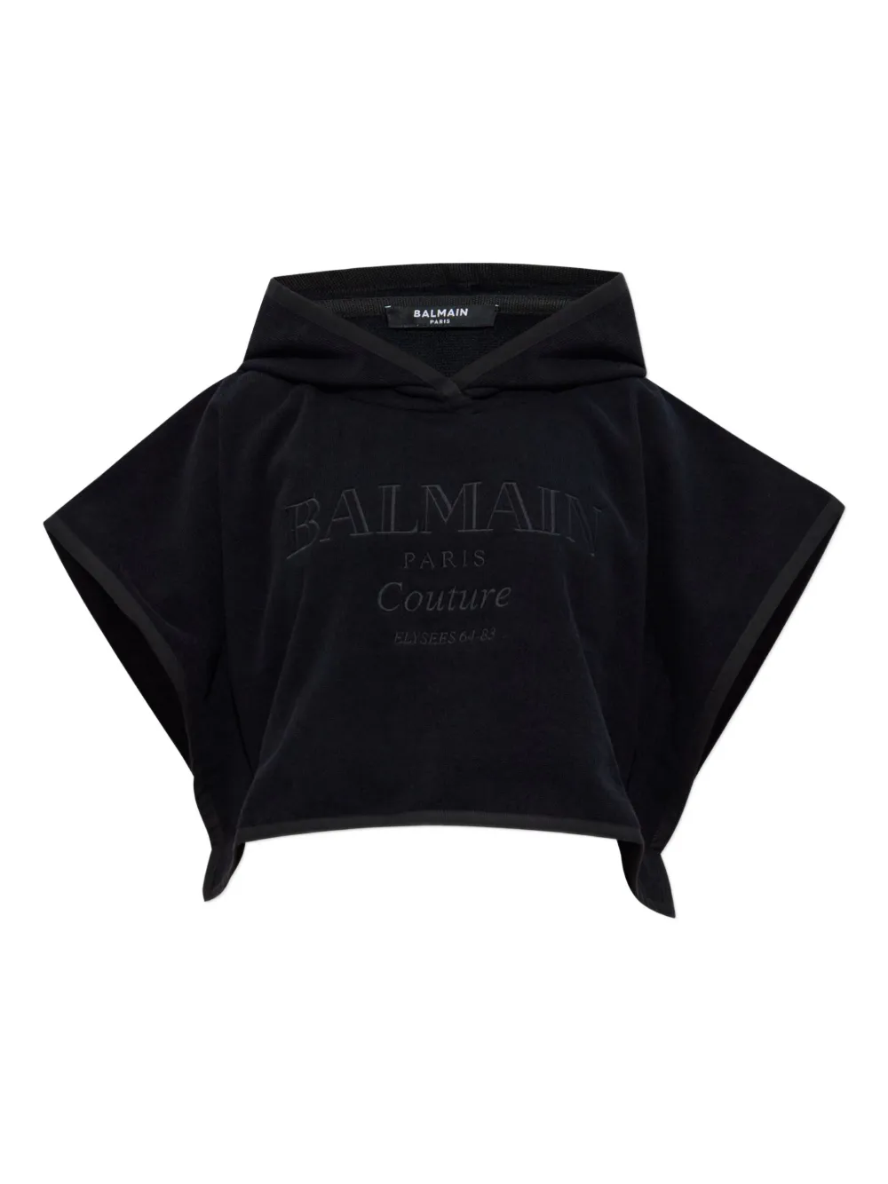 Balmain Hooded Cotton Poncho In Black