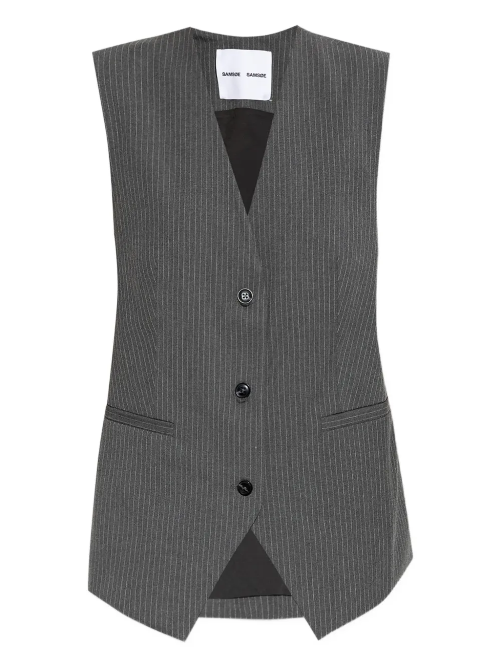SAMSOE Gilet met krijtstreep Grijs