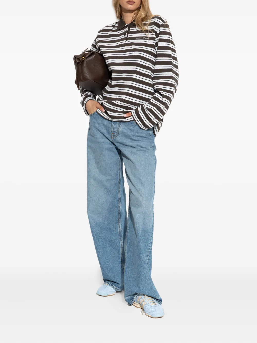 SAMSOE SAMSOE Sandover gestreept poloshirt met lange mouwen - Bruin