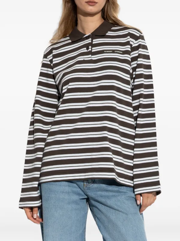 サムソサムソ(SAMSOE SAMSOE) 長袖カットソー SAMSOE SAMSOE Sandover Striped long-sleeve Polo Shirt