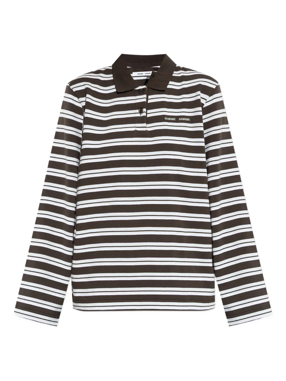 SAMSOE SAMSOE Sandover striped long-sleeve polo shirt - Marrone