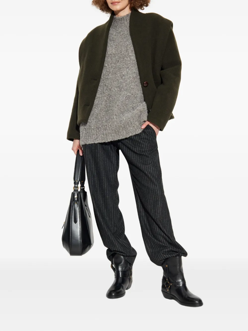 ISABEL MARANT padded-shoulder wool coat Groen
