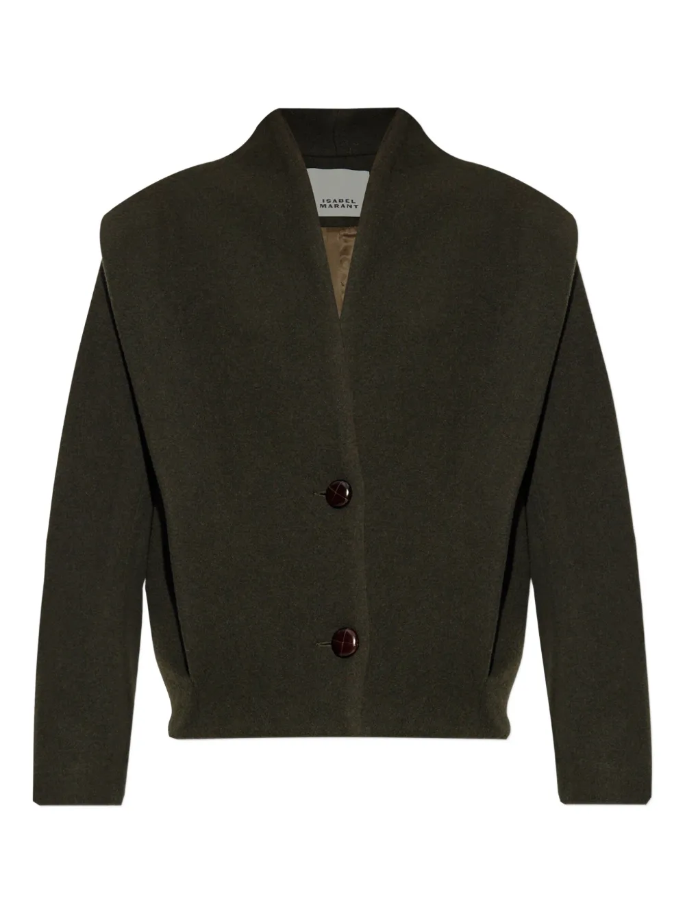 ISABEL MARANT padded-shoulder wool coat Groen