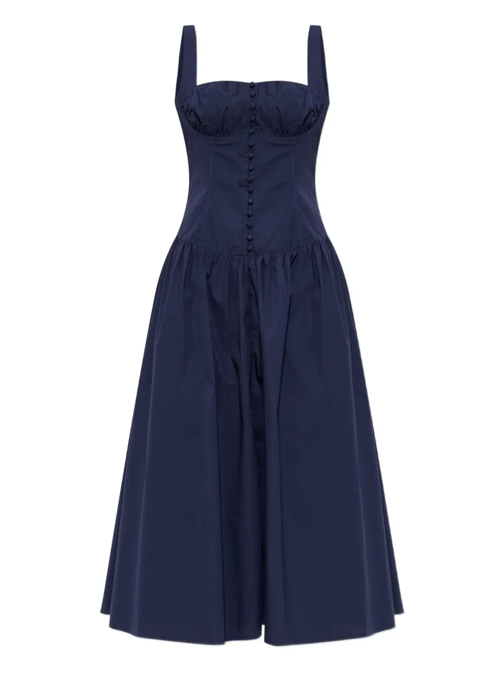 Cult Gaia Emmett gesmockte midi-jurk met knopen Blauw