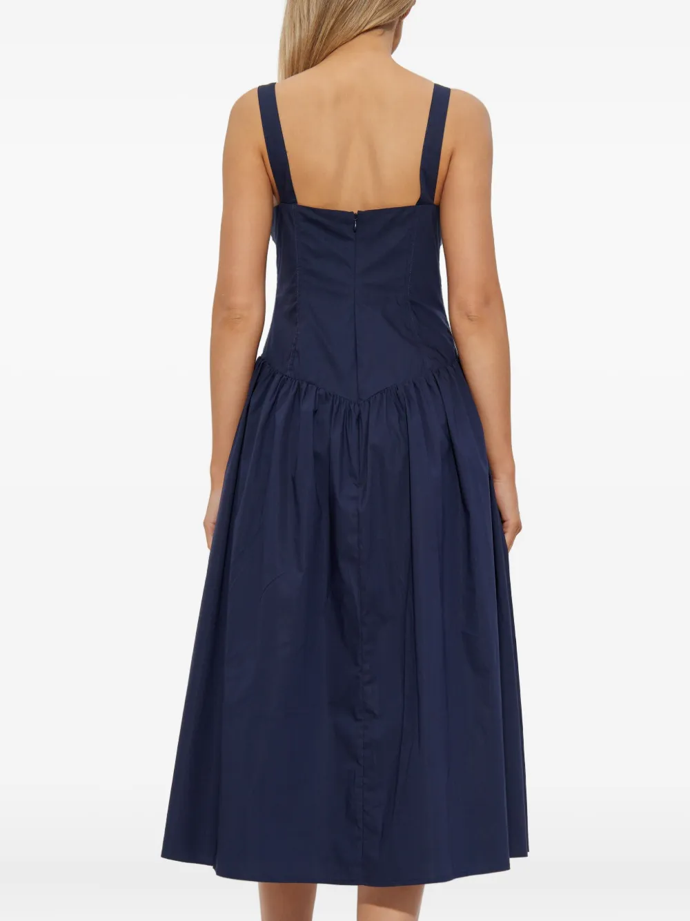 Cult Gaia Emmett gesmockte midi-jurk met knopen Blauw