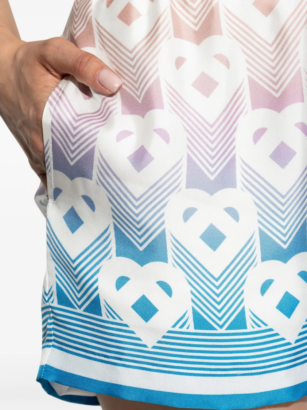 Casablanca Zijden shorts met monogramprint Blauw