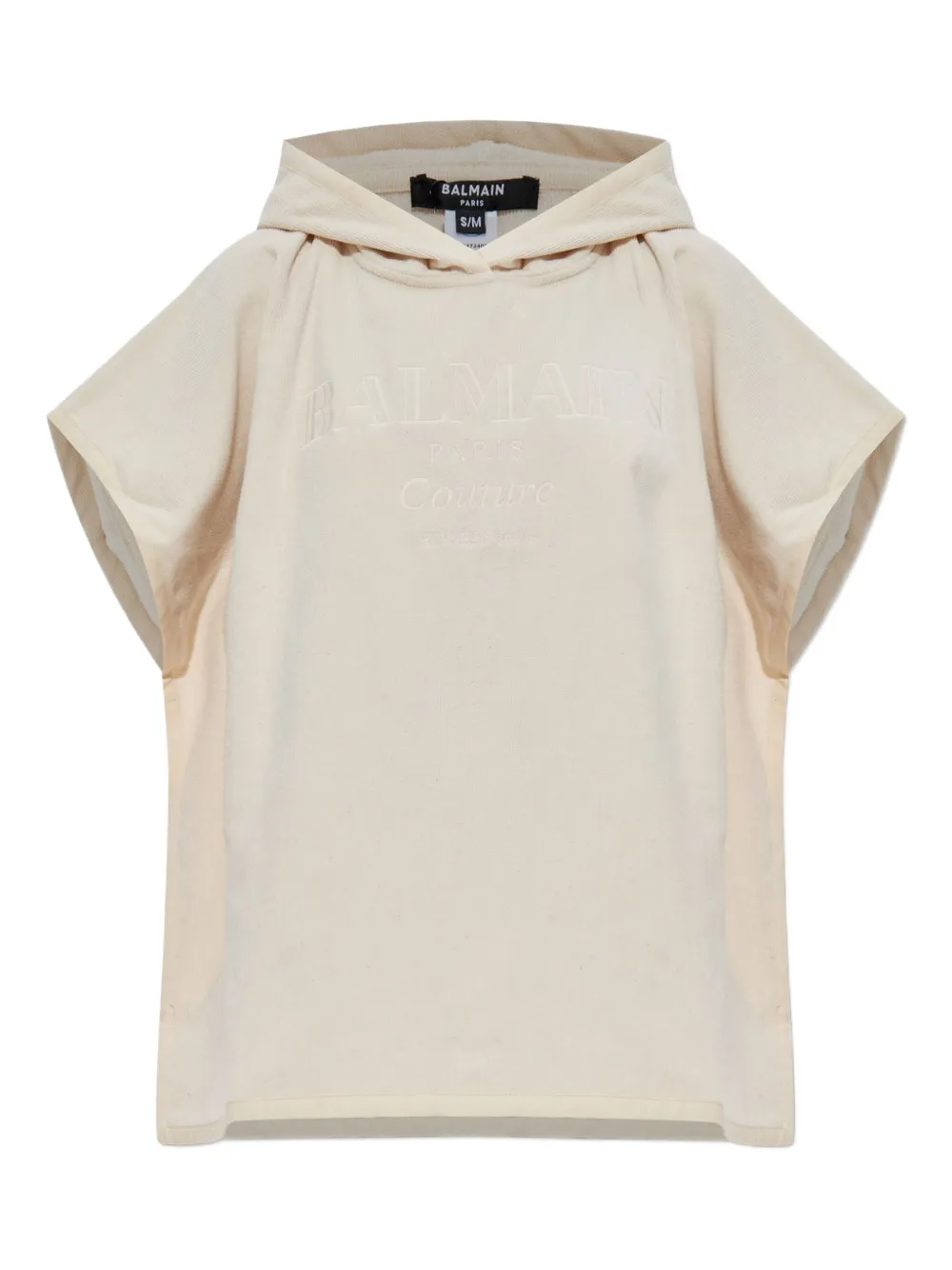 Balmain hooded logo poncho Beige