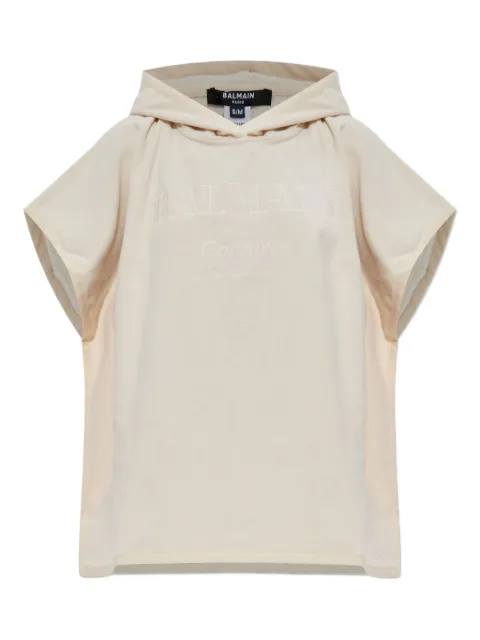 Balmain hooded logo poncho