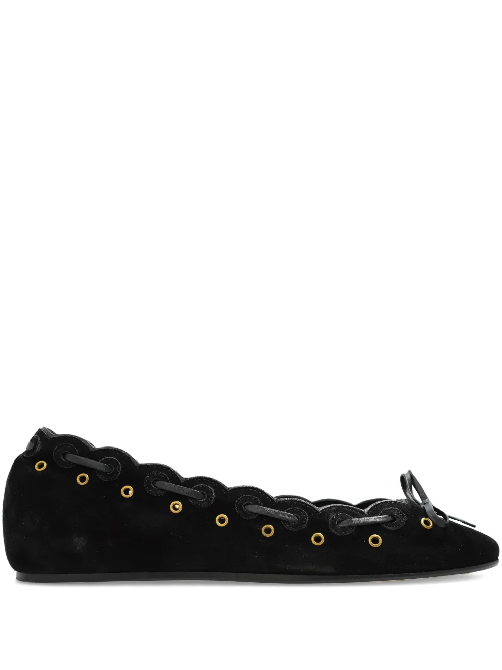 ISABEL MARANT Balfy scalloped eyelet ballet flats Black