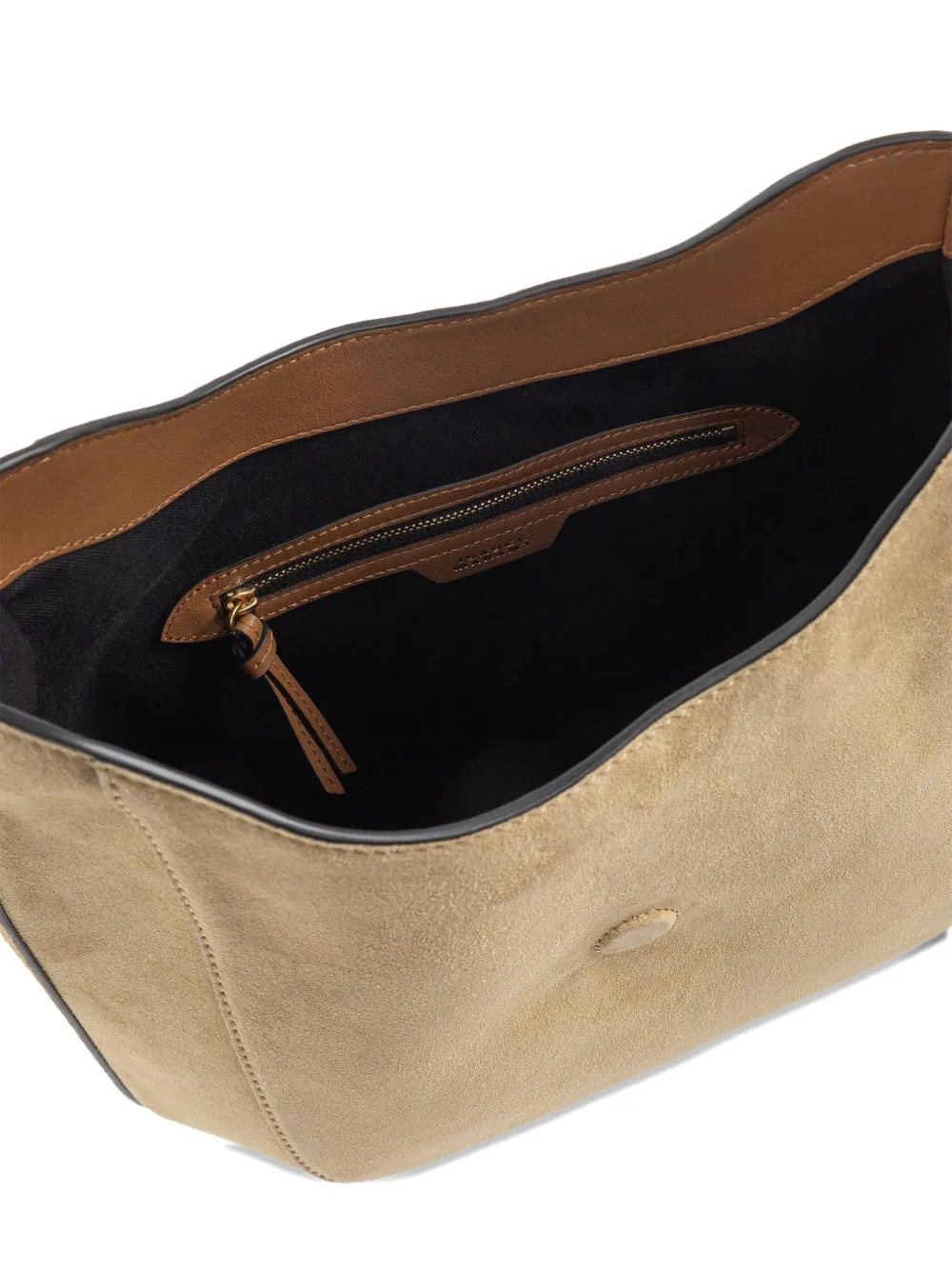 ISABEL MARANT Suède schoudertas met gevlochten detail Beige