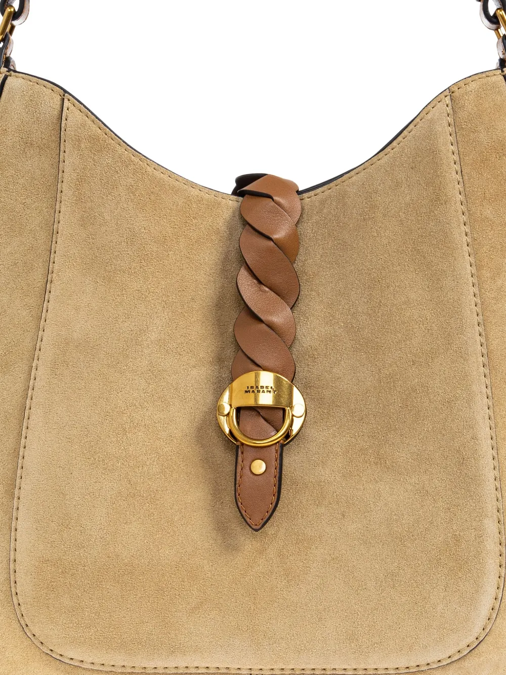 ISABEL MARANT Suède schoudertas met gevlochten detail Beige