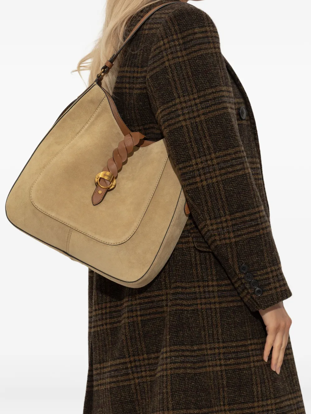 ISABEL MARANT braided-detail suede shoulder bag - Beige