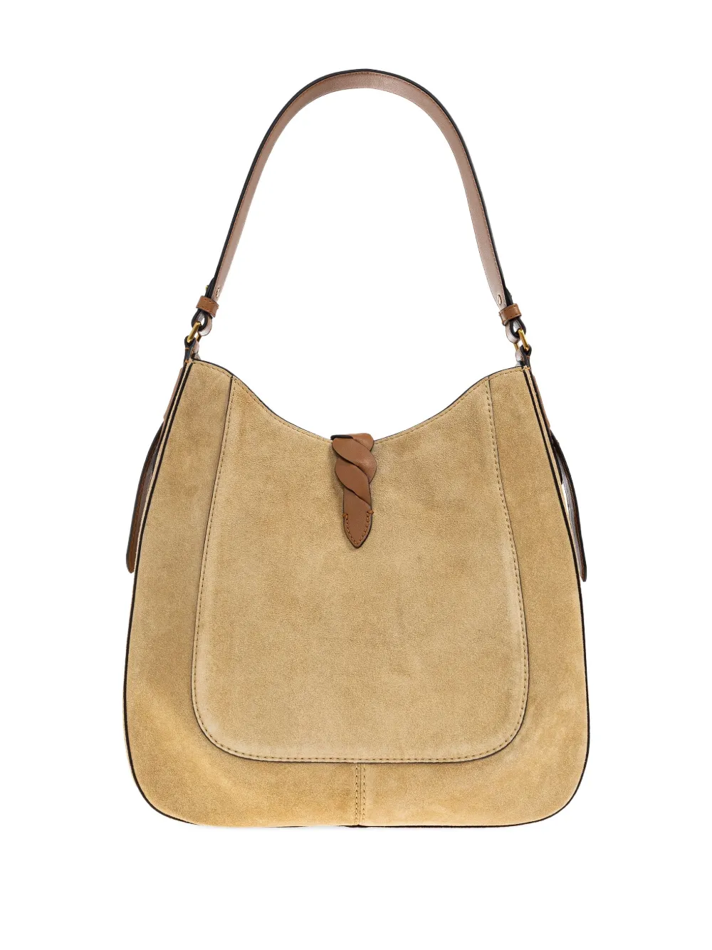 ISABEL MARANT Suède schoudertas met gevlochten detail Beige