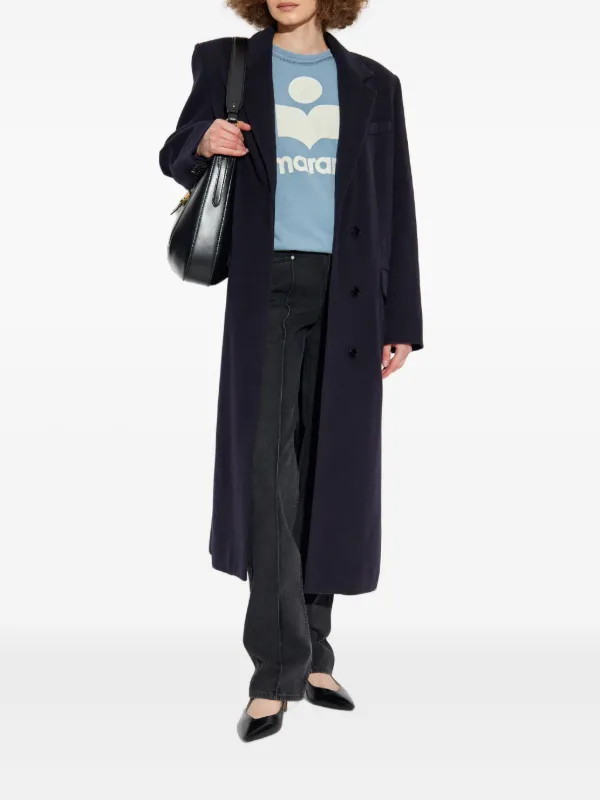 ISABEL MARANT Virgin Wool Coat | Blue | FARFETCH