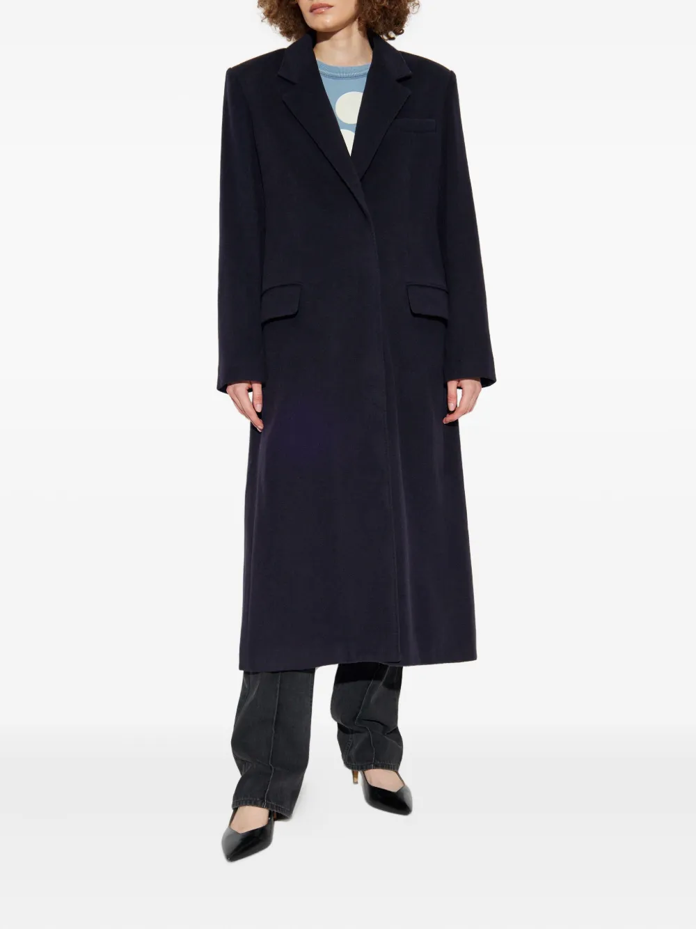 ISABEL MARANT peak lapel wool coat Zwart