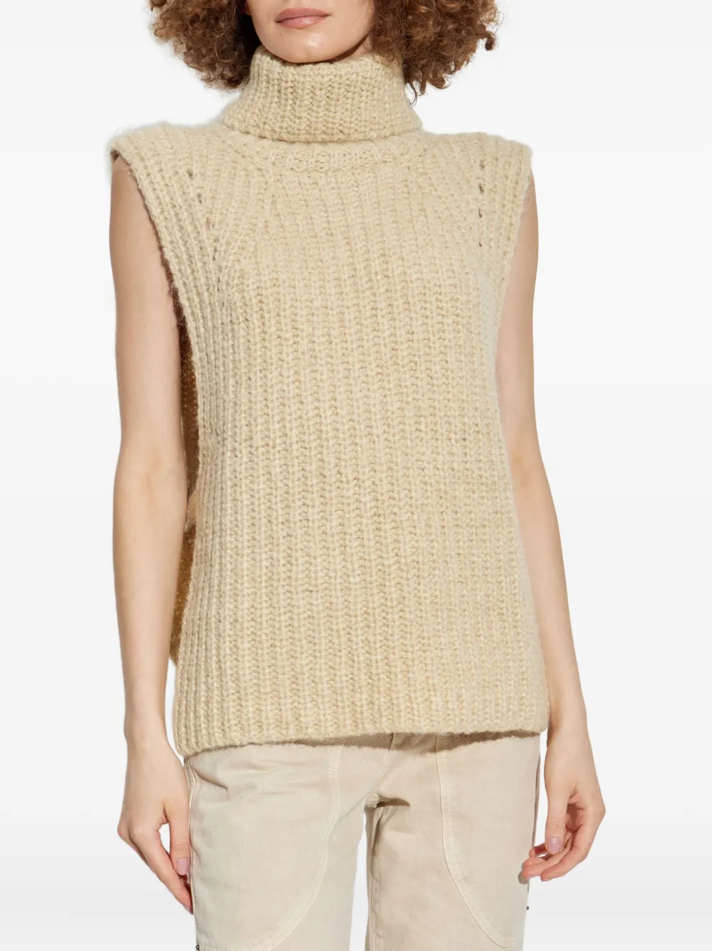 ISABEL MARANT turtleneck ribbed vest Beige
