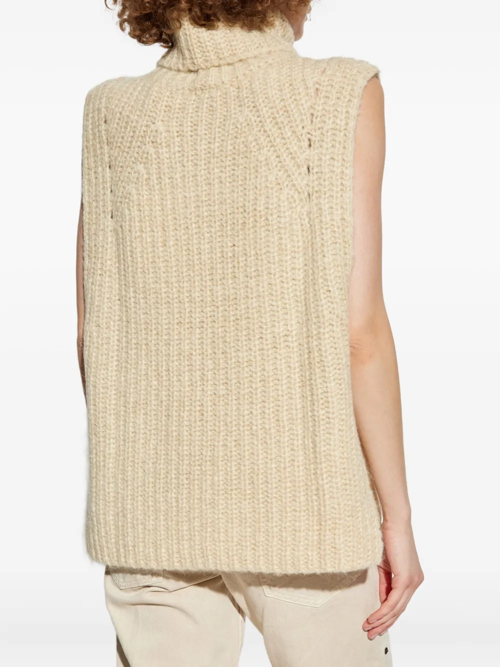 ISABEL MARANT turtleneck ribbed vest Beige