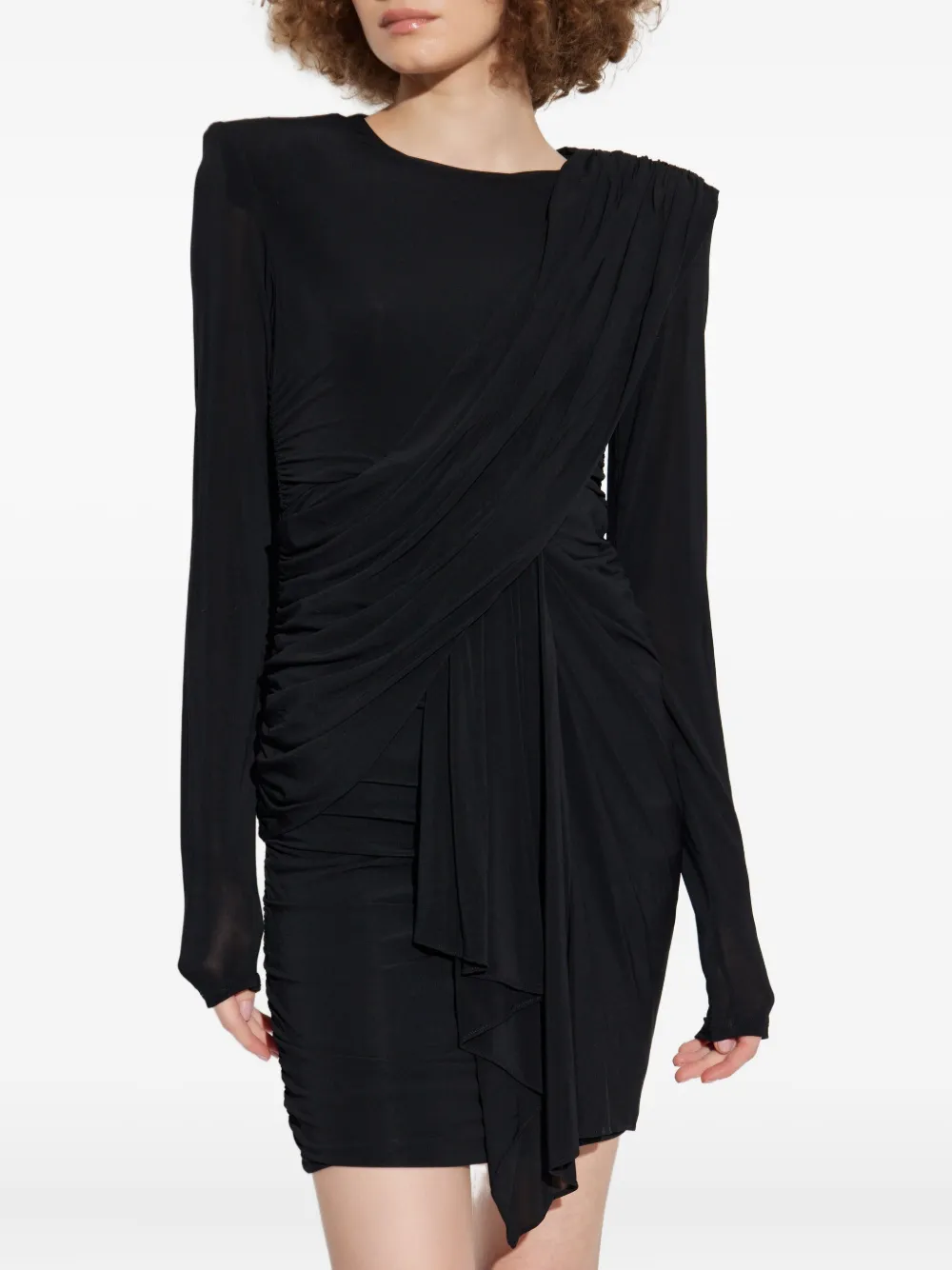ISABEL MARANT draped shoulder-padded dress Zwart