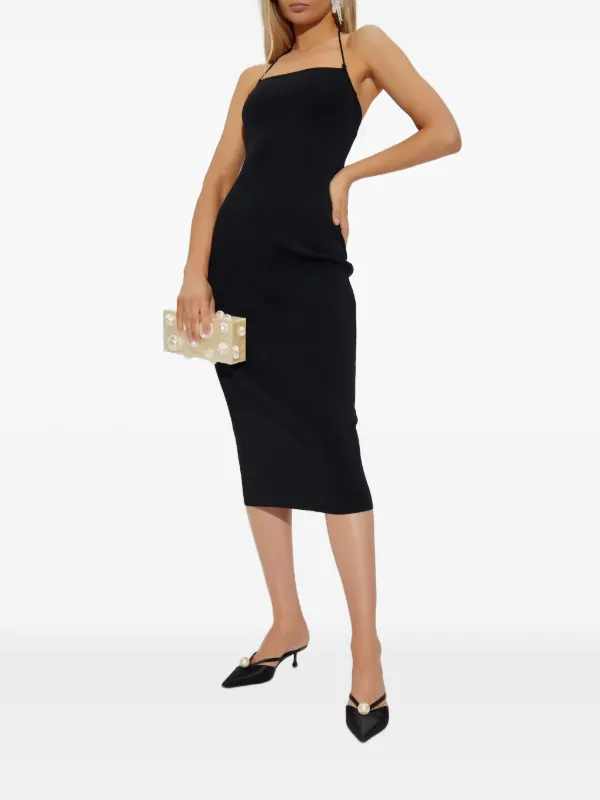 knitted black midi dress self-portrait - Black Tailored Knit Midi Dress