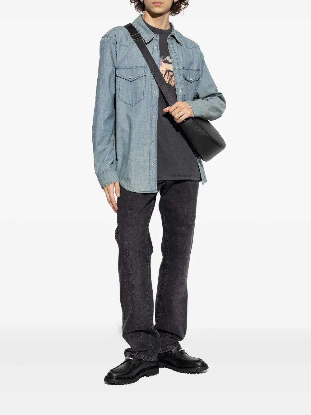 MARANT T-shirt met dubbele zak - Blauw