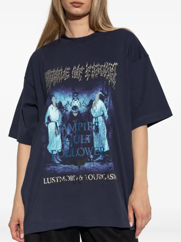 VETEMENTS graphic-print Cotton T-shirt | Blue | FARFETCH