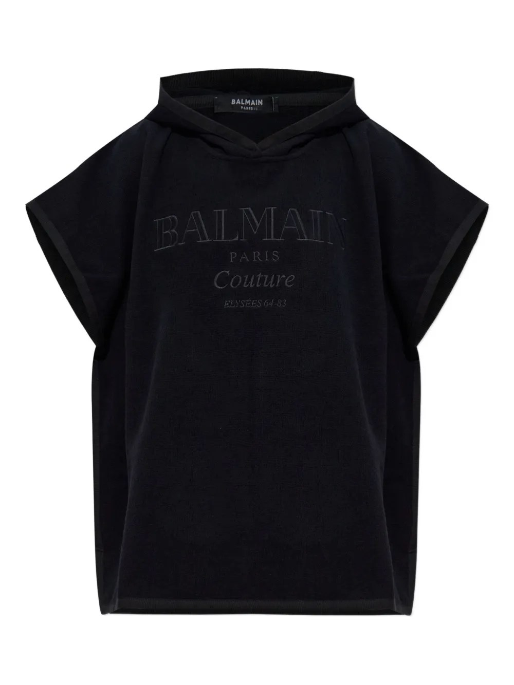 Balmain Logo-embroidered Poncho In Black