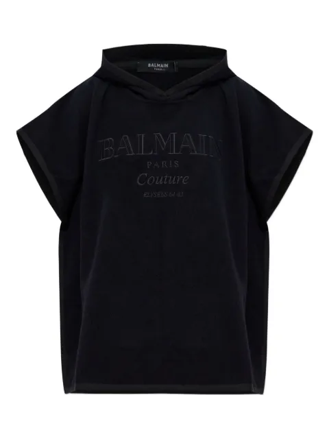 Balmain logo-embroidered poncho