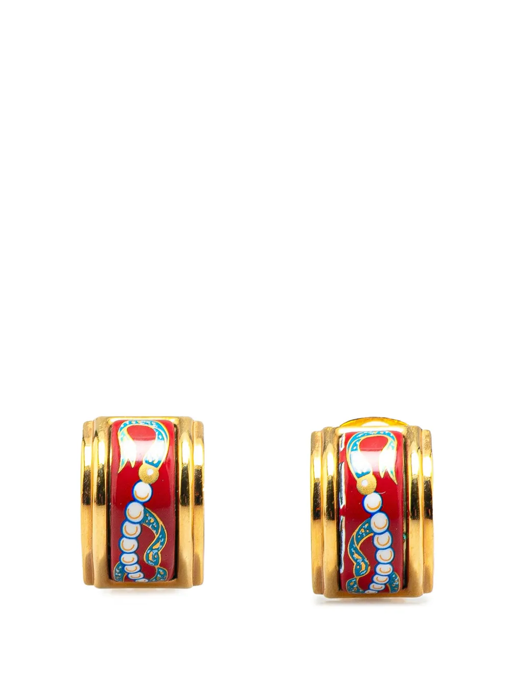 Hermès Pre-Owned 20th Century Enamel Cloisonne Clip On Earrings Hermès Pre-Owned 20th Century Enamel Cloisonne Clip On Earrings