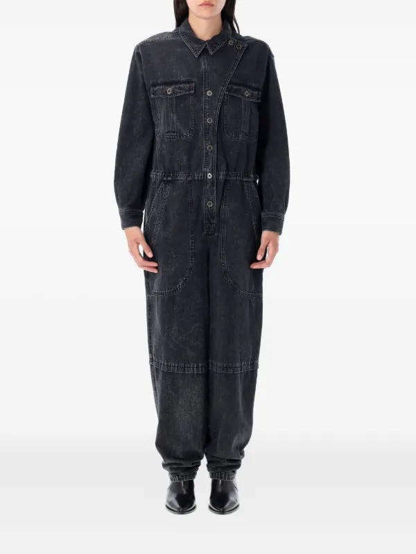 Marant Étoile Buttoned Flap-pocket Jumpsuit in Black