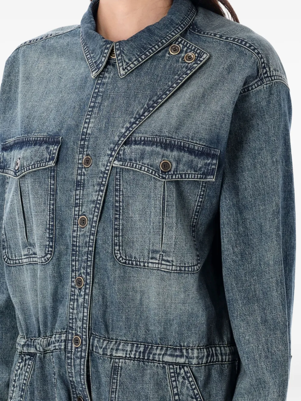Isabel Marant Étoile Nadia Button-fastening Flap-pocket Jumpsuit In Blue