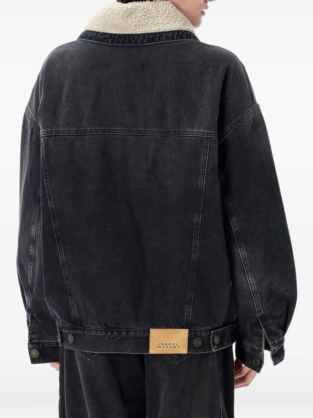 Isabel Marant Étoile Pimia Sherpa-collar Denim Jacket In Gray