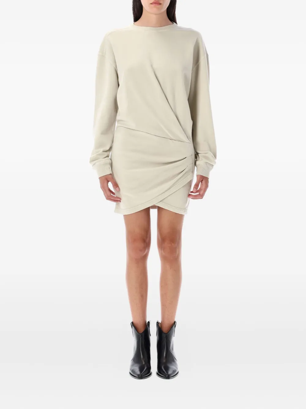 Isabel Marant Étoile Pipper Fleece Twist-front Mini Dress In Neutral
