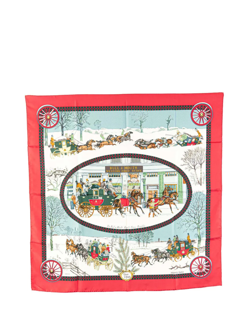 Pre-owned Hermes 1992-2000 L Hiver En Poste Silk Scarf Scarves