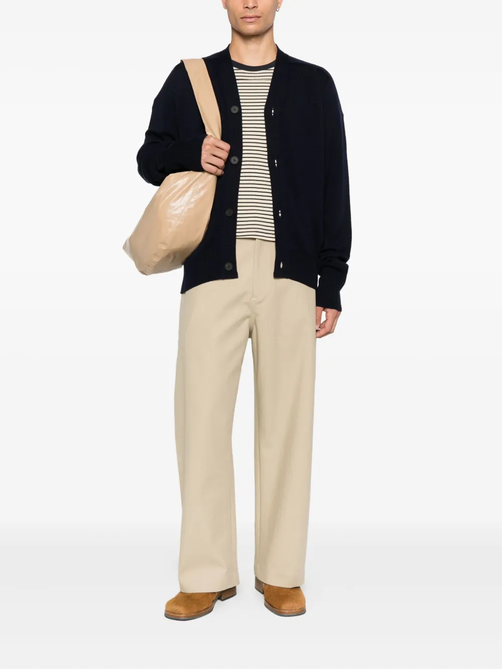 Studio Nicholson Button-front Wool Cardigan In Black