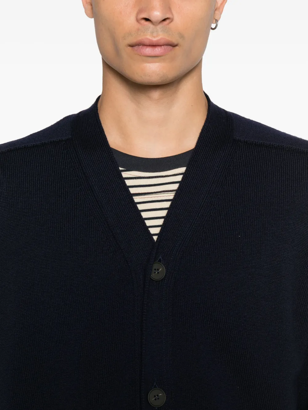 Studio Nicholson Button-front Wool Cardigan In Black