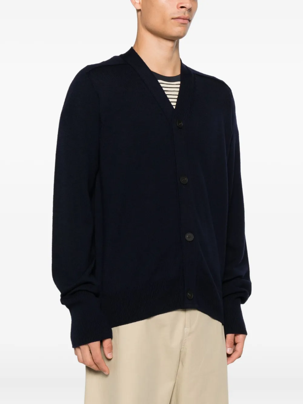 Studio Nicholson Button-front Wool Cardigan In Black